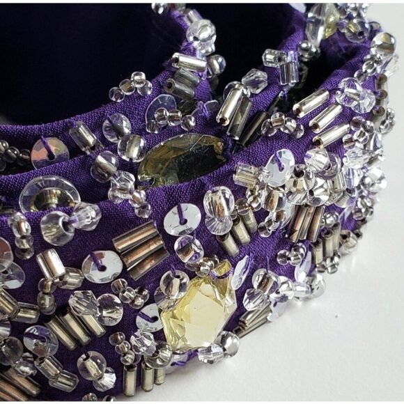 Purple Beaded Sash Belt With Sequins & Jewels - Picture 2 of 3